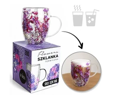 Eu Sandelis Dvigubo stiklo puodelis su įspūdingomis gėlėmis viduje 300ml 1vnt SZK166