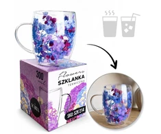 Eu Sandelis Dvigubo stiklo puodelis su įspūdingomis gėlėmis viduje 300ml 1vnt SZK214