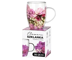 Eu Sandelis Dvigubo stiklo puodelis su įspūdingomis gėlėmis viduje 300ml 1vnt SZK213
