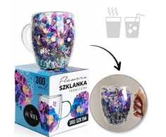 Eu Sandelis Dvigubo stiklo puodelis su įspūdingomis gėlėmis viduje 300ml 1vnt SZK194