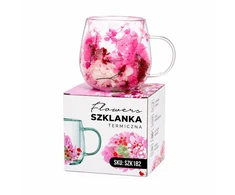 Eu Sandelis Dvigubo stiklo puodelis su įspūdingomis gėlėmis viduje 300 ml 1vnt SZK182
