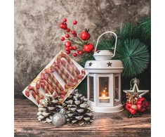 Eu Sandelis Kalėdiniai eglutės žaisliukais, raudoni saldainiai, rinkinys 10vnt KSN124