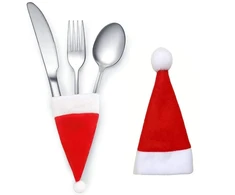 Eu Sandelis Kalėdų Senelio kepuraitės formos stalo įrankių dėklas, 12cm x 6cm 1vnt KSN68POJ