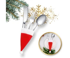 Eu Sandelis Kalėdų Senelio kepuraitės formos stalo įrankių dėklas, 12cm x 6cm 1vnt KSN68POJ
