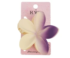 Eu Sandelis Plaukų segtukas XL gėlė OMBRE matinės kreminės spalvos su violetine spalva 7.5 x 8cm SP402