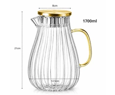 Eu Sandelis Stiklinis ąsotis su rankena ir dangteliu 1700 ml 1 vnt DZ05