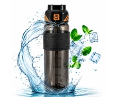 Eu Sandelis Vandens butelis, sportinis butelis su matavimo puodeliu, 680 ml, juodas BD64CZ