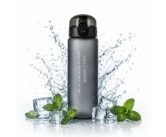 Eu Sandelis Vandens butelis, sportinis butelis HELLO WATER 600ML juodas BD69