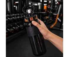 Eu Sandelis Vandens butelis, sportinis butelis su matavimo puodeliu, 680 ml, juodas BD64CZ