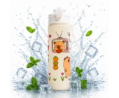 Eu Sandelis Vandens buteliukas su šiaudeliu ir kandikliu 800 ml CAPIBARA BD66