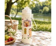 Eu Sandelis Vandens buteliukas su šiaudeliu ir kandikliu 800 ml CAPIBARA BD66