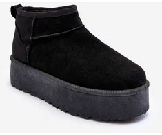 FD1 Juodi zomšiniai UGG stiliaus batai su kailiu