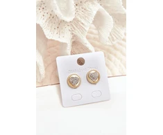 Glam Chic Golden Stainless Steel Heart and Circle Earrings