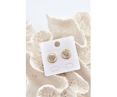 Glam Chic Golden Stainless Steel Heart and Circle Earrings