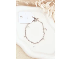 Glam Chic Sidabrinis Ankle Bracelet with Charms