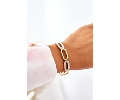 Glam Chic Steel Bracelet with Cubic Zirconia Gold
