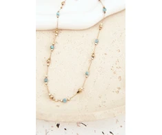 Glam Chic Women's Necklace with Turquoise Beads Gold