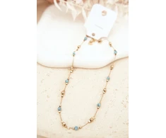 Glam Chic Women's Necklace with Turquoise Beads Gold