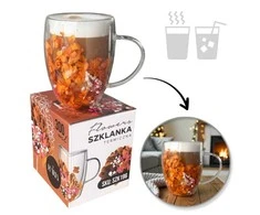 Eu Sandelis Gražus dvigubo stiklo puodelis su gėlėmis viduje 300ml 1vnt SZK196