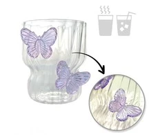 Eu Sandelis Griovelis stikle, banguotomis sienelėmis, DRUGELIAI violetiniai 260 ml 1 vnt. SZK162