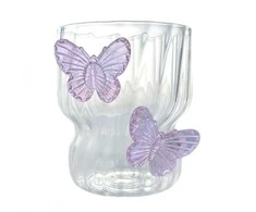 Eu Sandelis Griovelis stikle, banguotomis sienelėmis, DRUGELIAI violetiniai 260 ml 1 vnt. SZK162