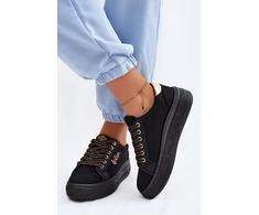 Lee Cooper Juodi suvarstomi bateliai ant platformos