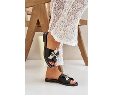 Lewski Shoes Natūralios odos juodos šlepetės