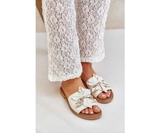 Lewski Shoes Natūralios odos šlepetės su stilinga gėle