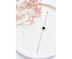 Marka Niezdefiniowana Moteriška apyrankė Celebrity Juodas Circle Rose Gold