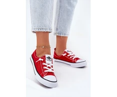 Raudoni aukštos kokybės medžiaginiai Lee Cooper bateliai