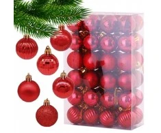 Raudonų eglutės žaisliukų rinkinys, 48 vnt., skersmuo 3,5 cm BSN09WZ3
