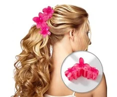 Eu Sandelis Rožinis gėlių formos plaukų segtukas 7 x 11 cm SP386