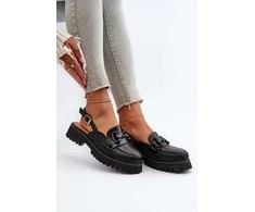 S.Barski Originalaus dizaino loaferiai - sandalai atviru kulnu