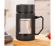 Eu Sandelis Stiklinis vandens puodelis, termosas kavai ir arbatai su rankena, 500 ML CUP18CZ