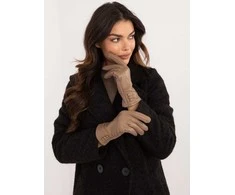 Wool Fashion Italia Elegantiškos rudos moteriškos pirštinės: Dydis - L/XL