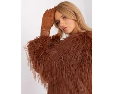 Wool Fashion Italia Elegantiškos rudos pirštinės: Dydis - S/M