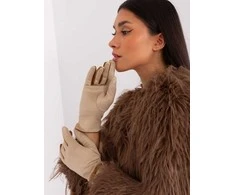 Wool Fashion Italia Elegantiškos smėlio spalvos pirštinės: Dydis - S/M