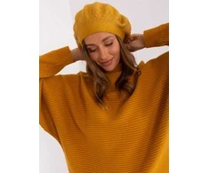 Kepurė Wool Fashion Italia Geltona moteriška žieminė beretė: Dydis - Universalus