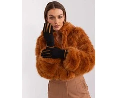 Wool Fashion Italia Juodos pirštinės su pinta juostele: Dydis - L/XL