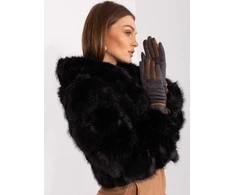 Wool Fashion Italia Pilkos pirštinės su pinta juostele: Dydis - S/M