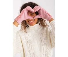 Wool Fashion Italia Rožinės moteriškos pirštinės: Dydis - S/M