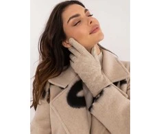 Wool Fashion Italia Smėlio spalvos elegantiškos pirštinės: Dydis - S/M