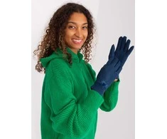 Wool Fashion Italia Tamsiai mėlynos moteriškos pirštinės: Dydis - L/XL