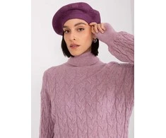 Kepurė Wool Fashion Italia Violetinė moteriška beretė su kašmyru: Dydis - Universalus