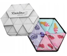 Zooksyrainbow Socks 3 poros originalaus dizaino kojinių dėžutėje