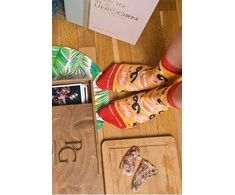 Zooksyrainbow Socks Linksmos kojinės "picos" dėžutėje