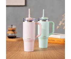 Bodum kubek termiczny ze słomką i laikikliu Travel Mug 1.2 l Strawberry