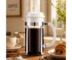 Bodum Caffettiera 1 l grynai baltos spalvos prancūziško preso stūmoklinis kavos virimo aparatas