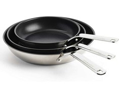 KitchenAid - Nerūdijančio plieno keptuvių rinkinys - sidabro spalvos - 20/24/28 cm