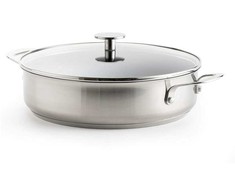 KitchenAid - Nerūdijančio plieno keptuvė su 2 šoninėmis rankenomis - sidabrinė - 28 cm